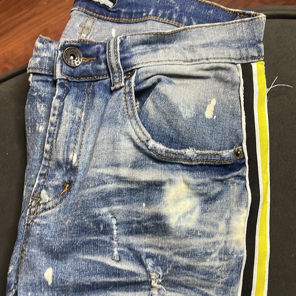 DECIBEL Jeans Mens Distressed Paint Marks Striped Faded Men Denim Jeans - Picture 8 of 8